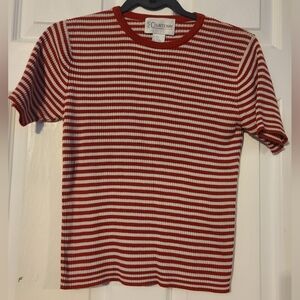 Courtenay Red and White Striped Short Sleeve Tee